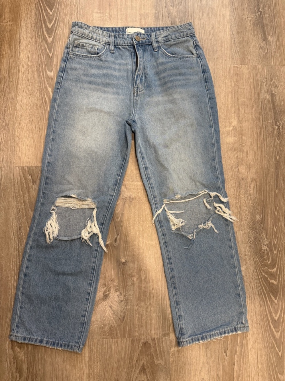 Light Blue Distressed Ankle Jeans - Women's Cropped Fit